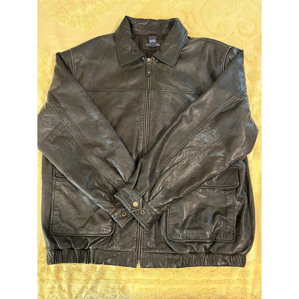 Cherokee Men's Genuine Leather‎ Coat XL Black RN 17730 Zip Up Bomber Jacket